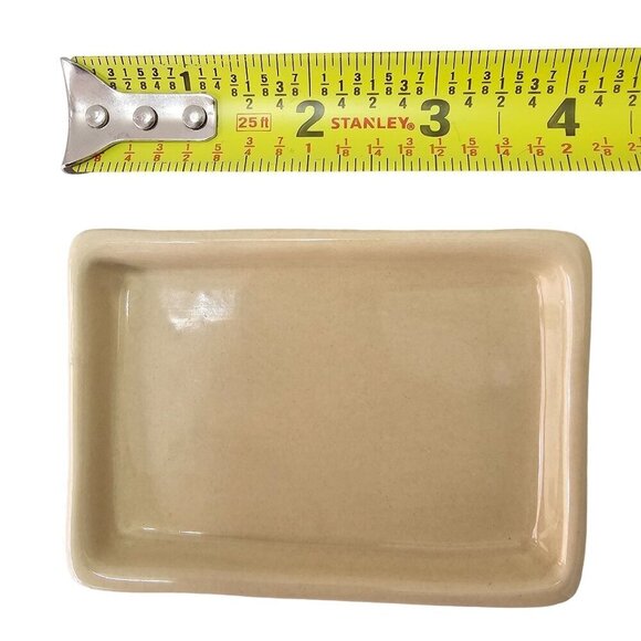 Pottery Barn Studio Barbara Eigen Handmade Ceramic Soap Dish Trinket Dish Beige - Picture 2 of 6